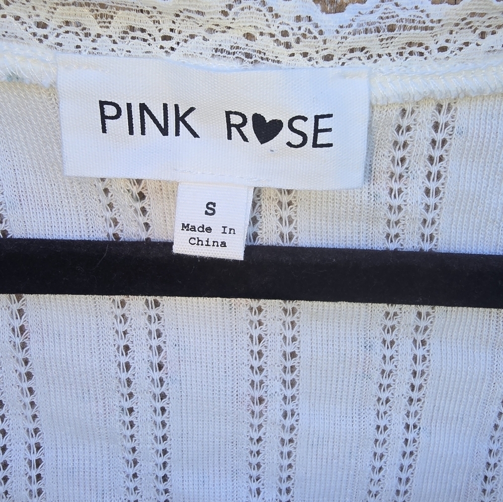 Pink Rose White Long Sleeve Top - Picture 2 of 4
